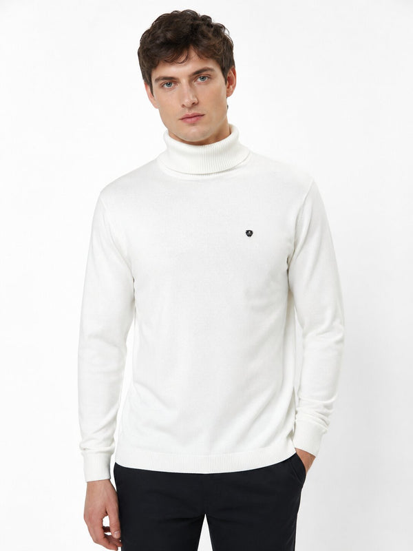 White Classic Turtleneck Sweatshirt