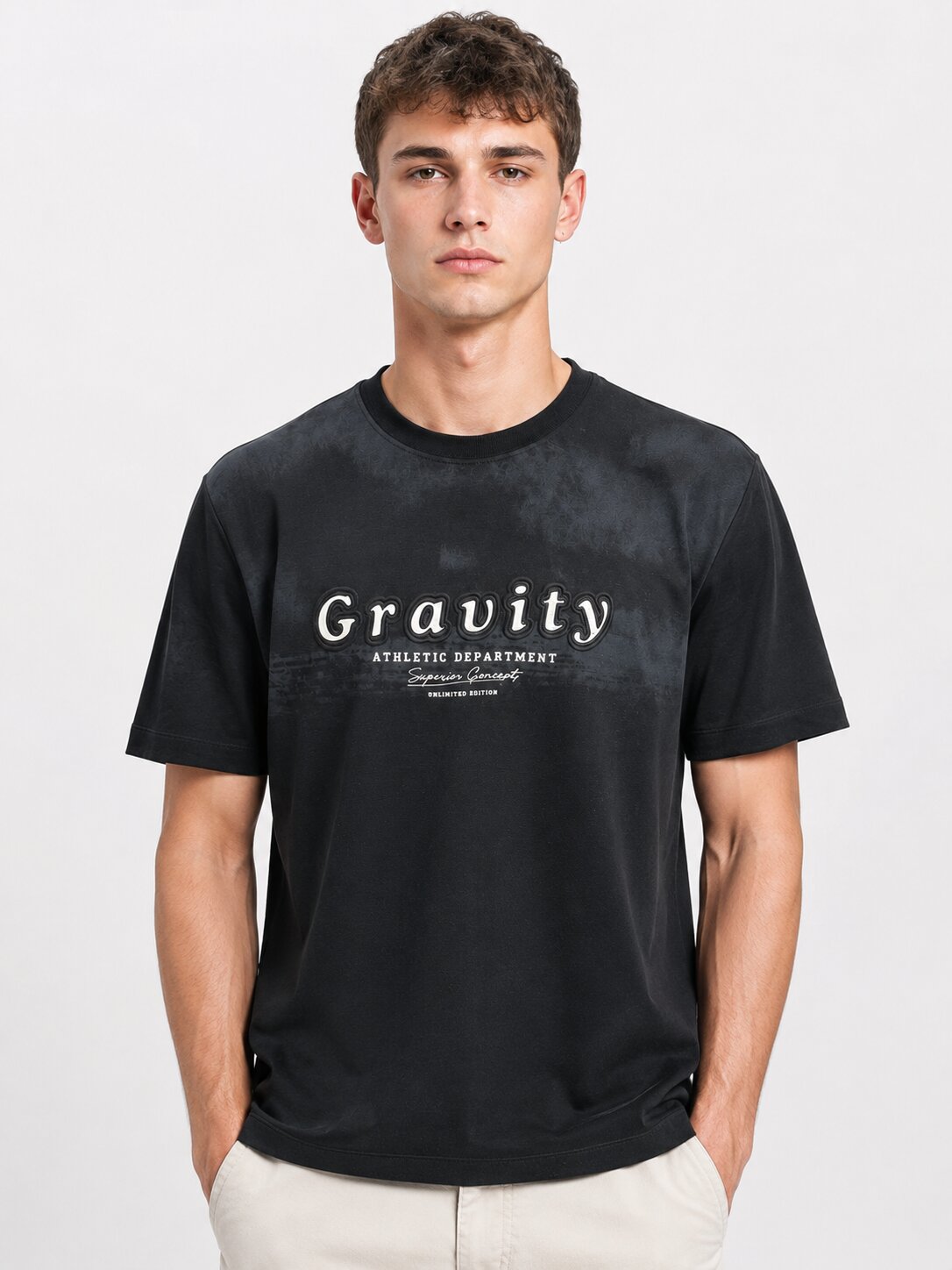 Buy Black Gravity Athletic Graphic T-Shirt Online Shopping view 1