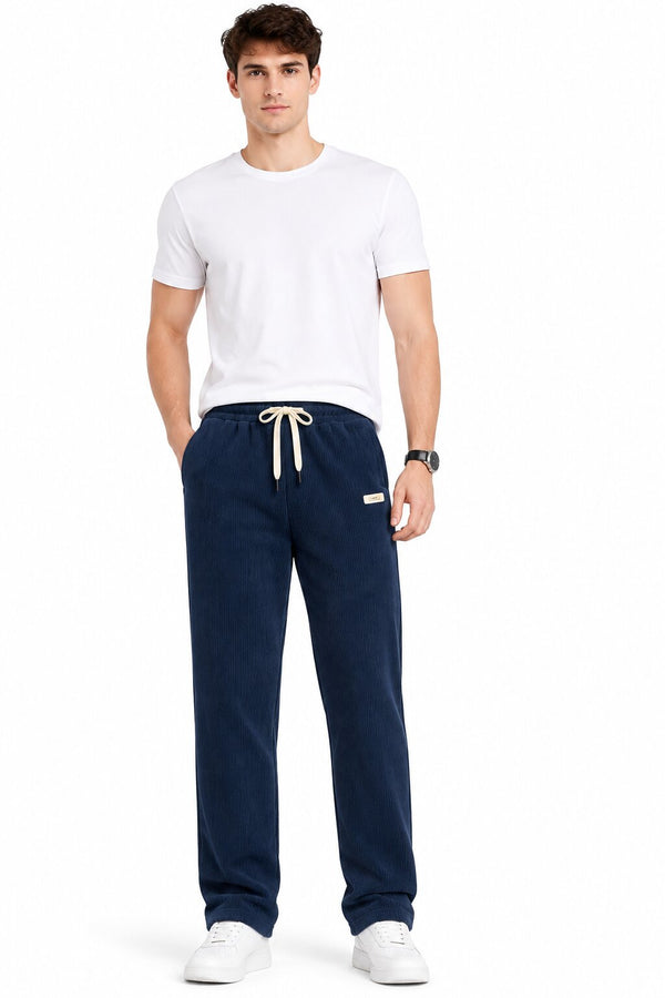 Navy Textured Trackpants