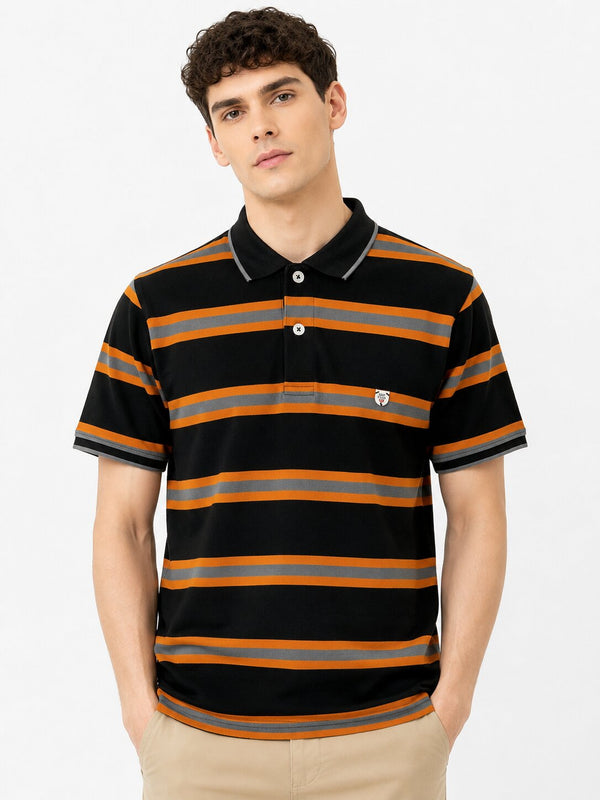 Black Orange Striped Polo