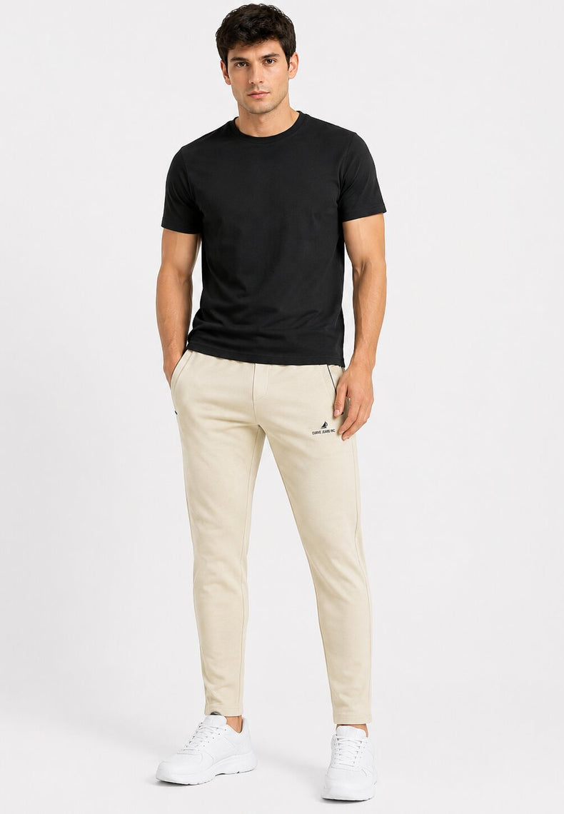 Beige Zip Pocket Trackpants