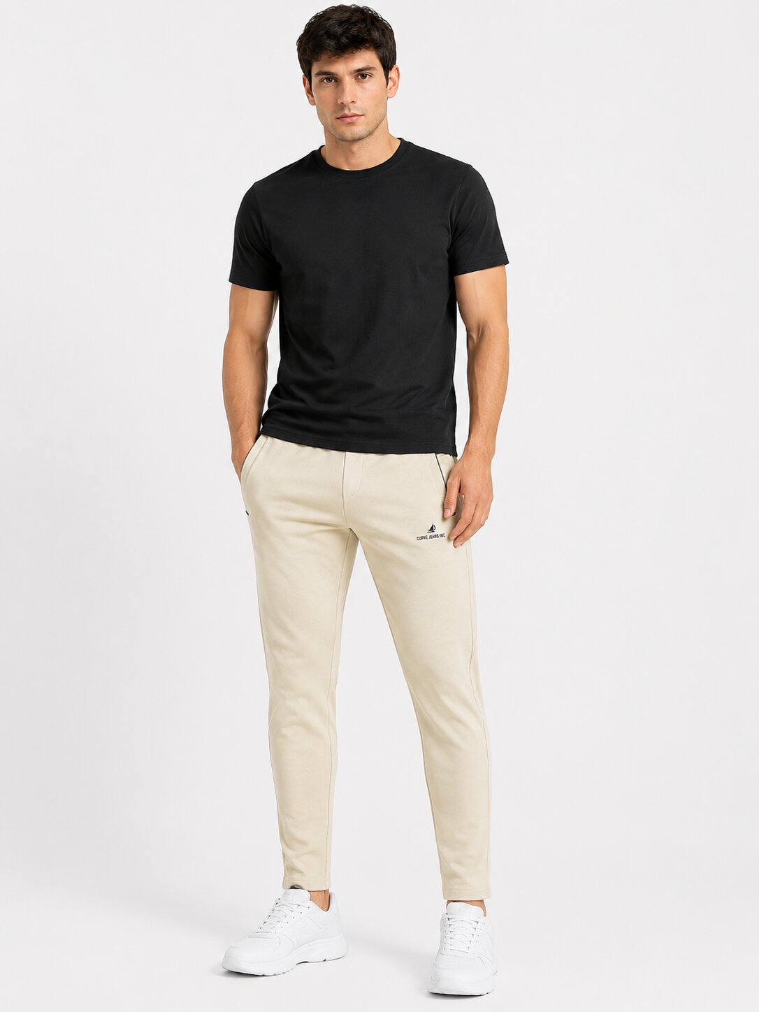 Buy Beige Zip Pocket Trackpants Online Shopping view 1