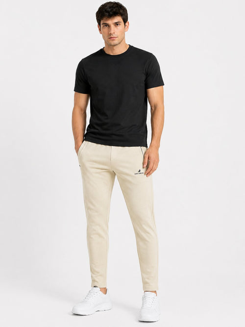 Beige Zip Pocket Trackpants