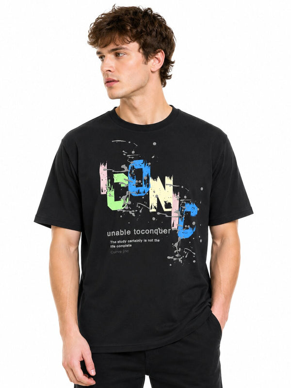 Black Neon Splash Graphic T-Shirt
