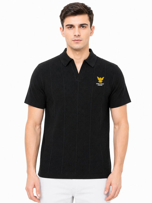 Black Textured Eagle Polo