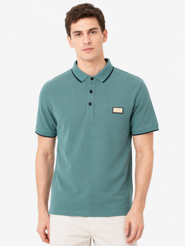 E.Green Textured Polo T-Shirt