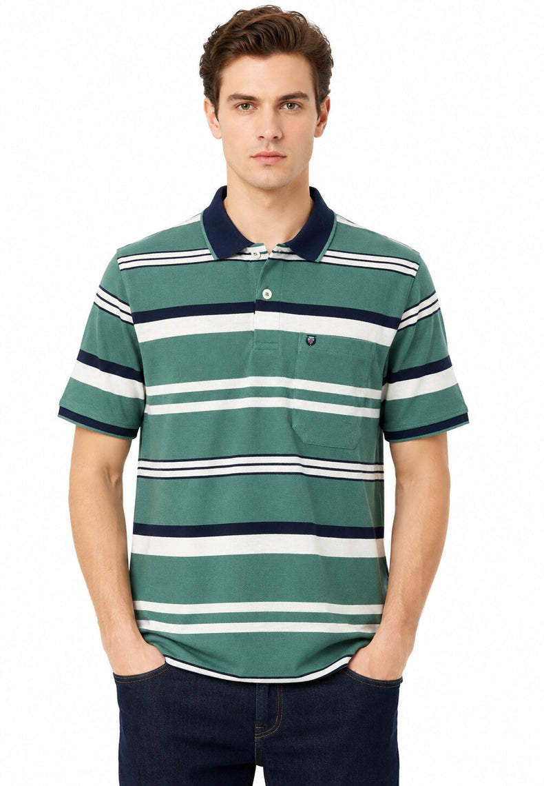 Green Striped Polo T-Shirt