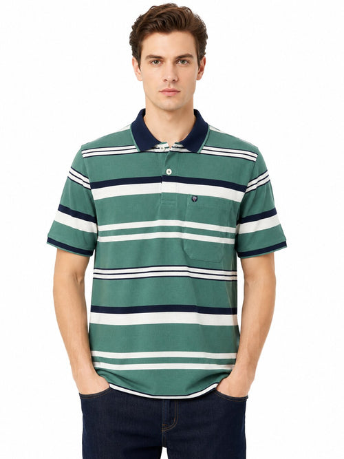Green Striped Polo T-Shirt