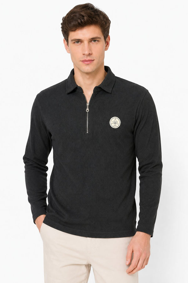 Black Zip Collar T-Shirt