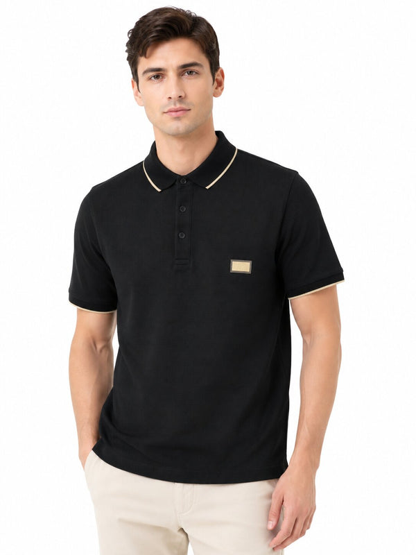 Black Contrast Polo T-Shirt