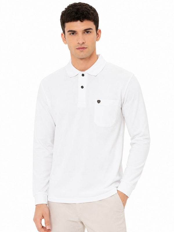 White Pocket Full Sleeve Polo
