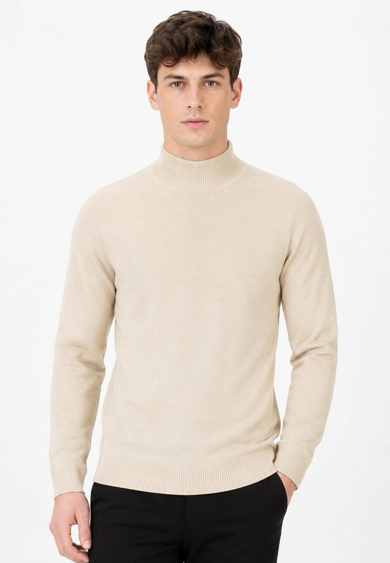 Beige Mock Neck Sweatshirt