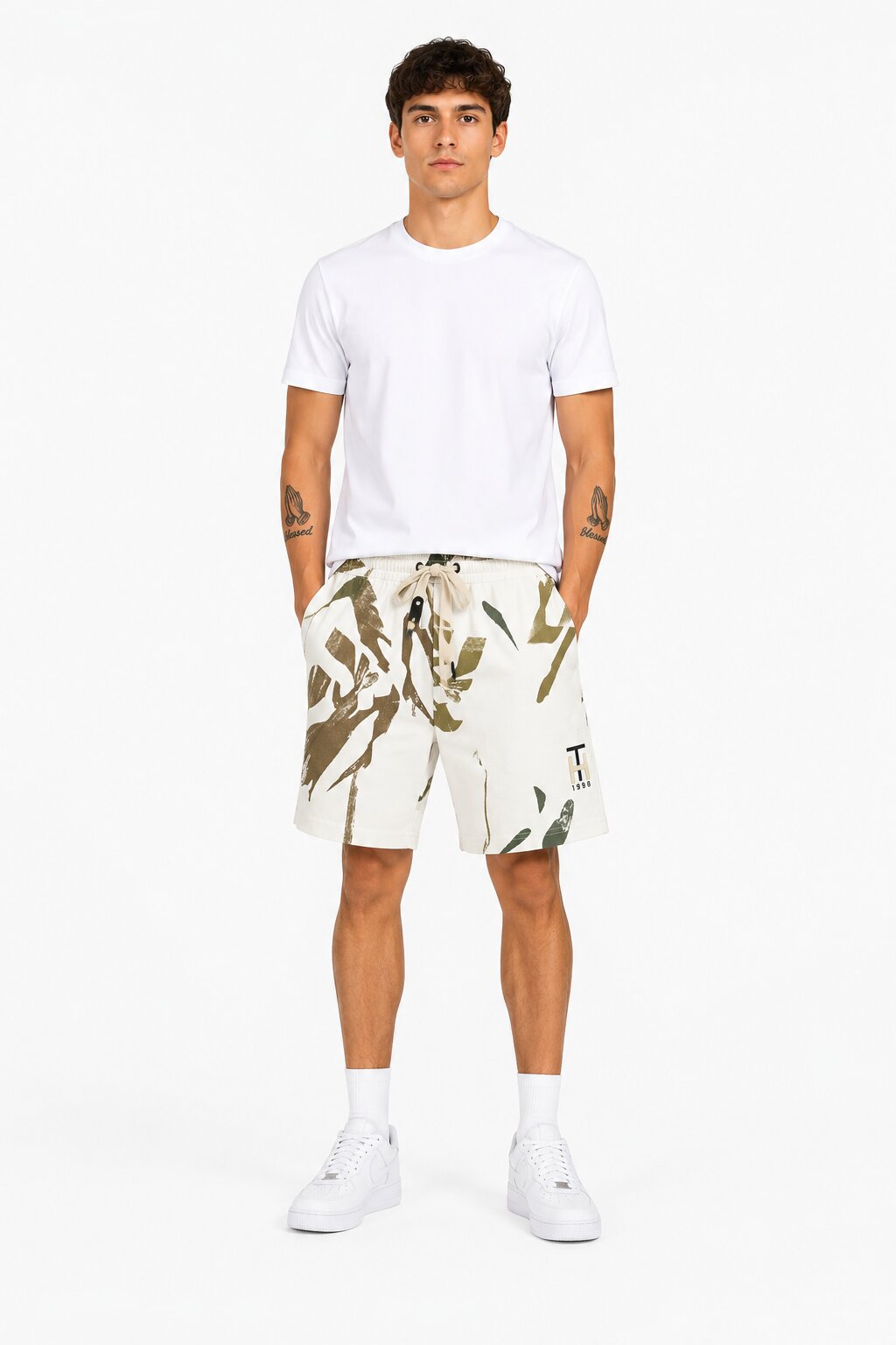 Buy Brown Abstract Print Shorts Online Shopping view 1