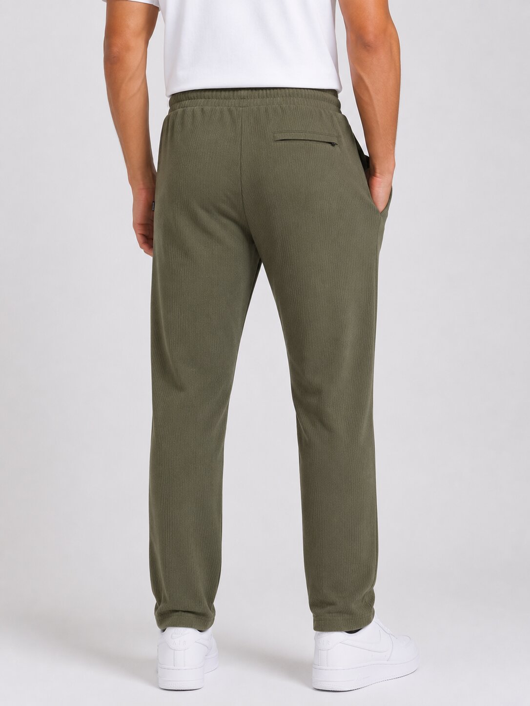 Buy Light Olive Textured Trackpants Online Shopping view 2