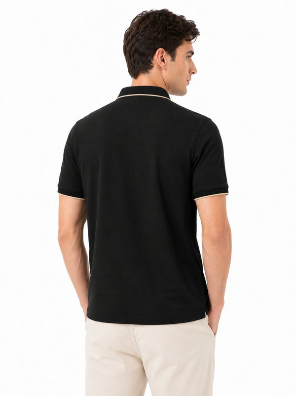 Black Contrast Polo T-Shirt
