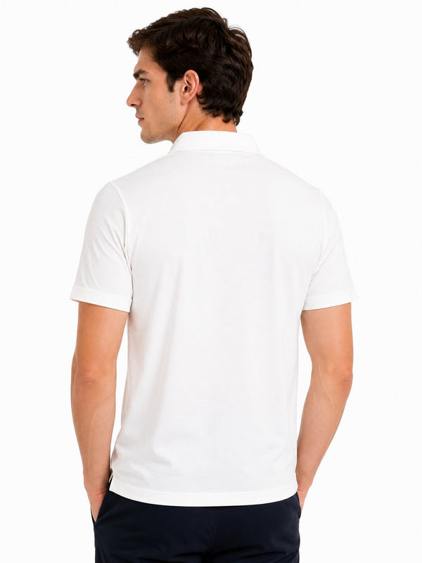 White Diagonal Stripe Polo