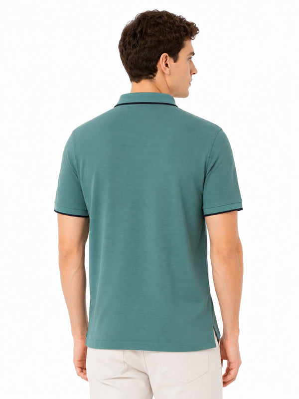 E.Green Textured Polo T-Shirt