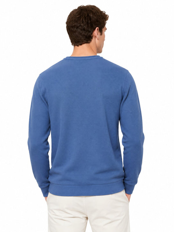 Airforce Blue Textured Crew Sweater