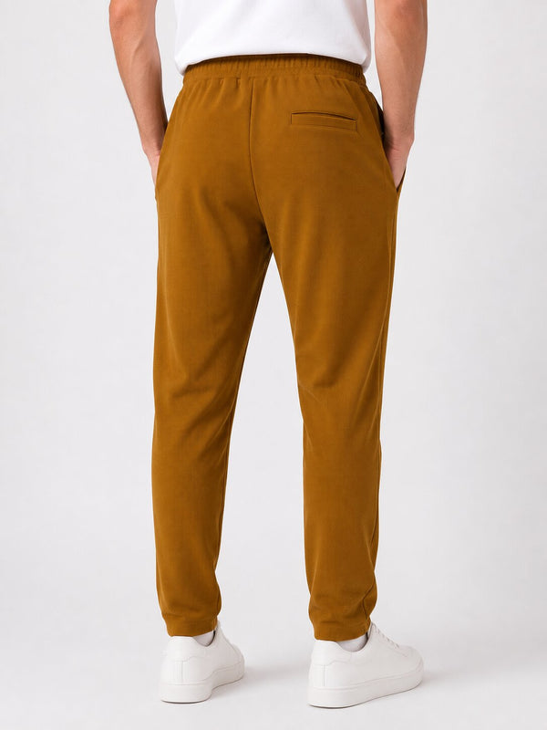 Camel Textured Casual Trackpants