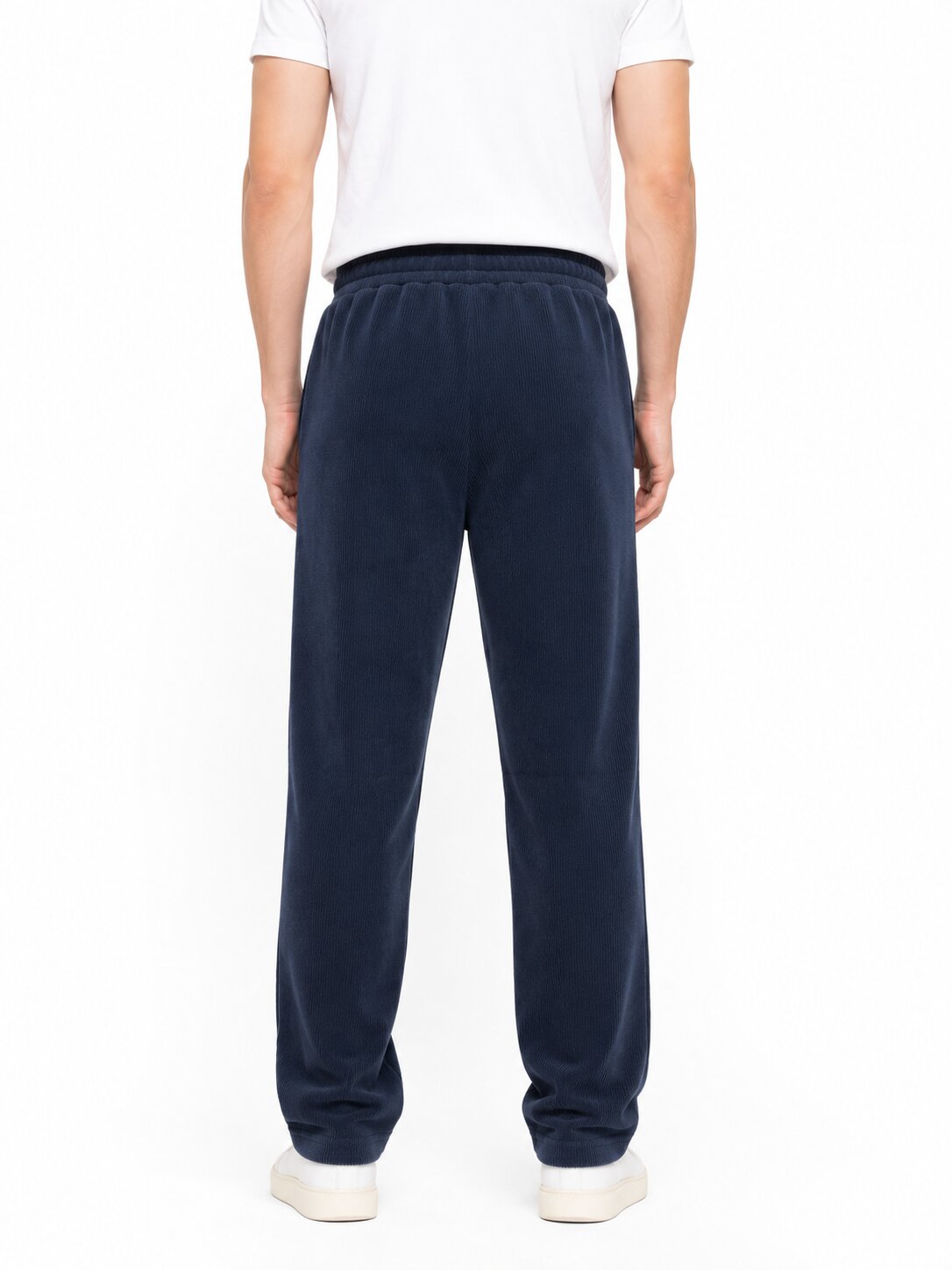 Buy Navy Textured Trackpants Online Shopping view 2