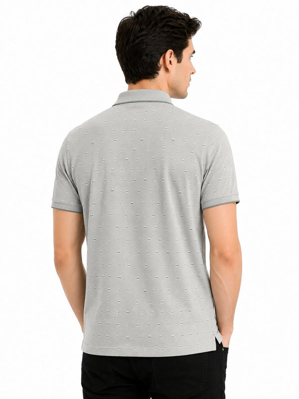 Grey Micro Print Polo