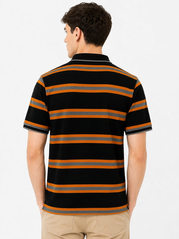 Black Orange Striped Polo
