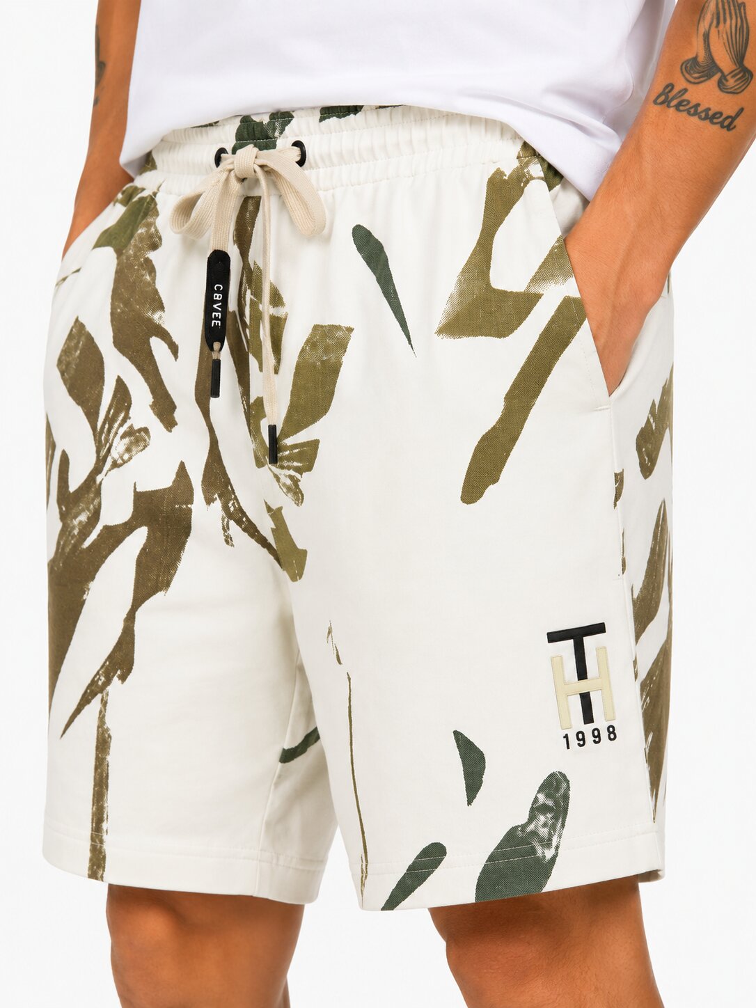 Buy Brown Abstract Print Shorts Online Shopping view 2