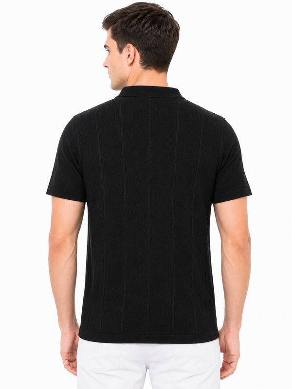 Black Textured Eagle Polo