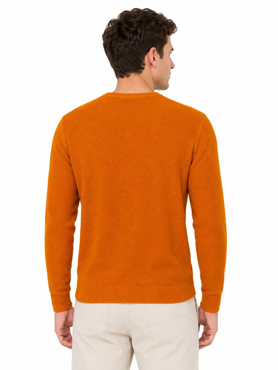 Buy Apricot Textured Full Sleeve T-Shirt Online Shopping view 2