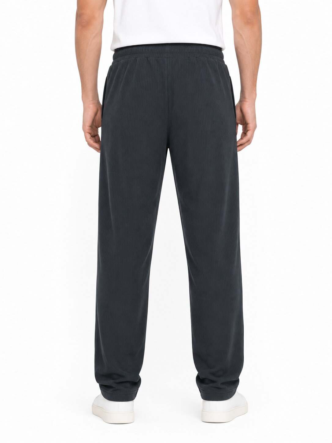 Buy Dark Grey Textured Track Pants Online Shopping view 2