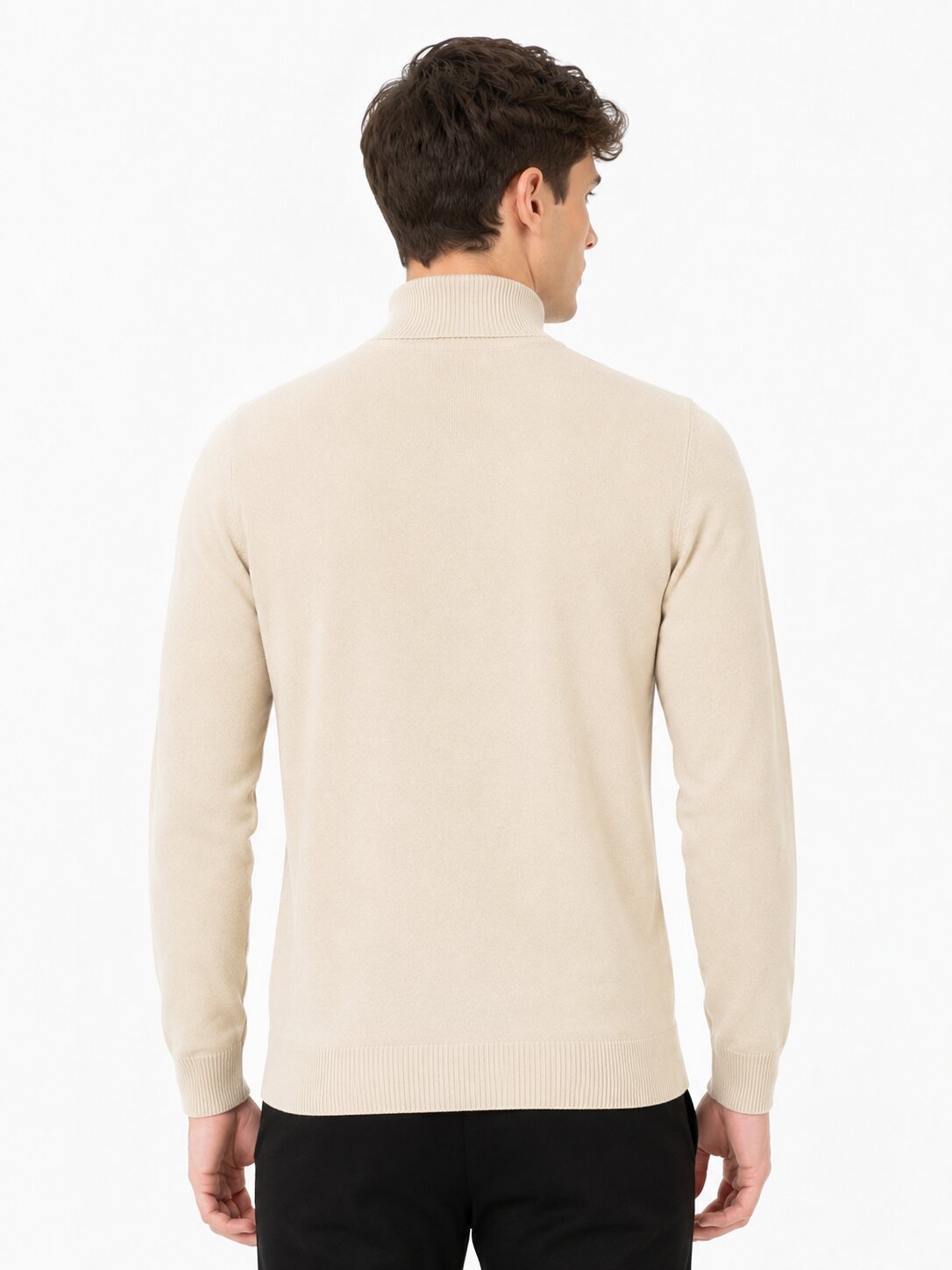 Buy Beige Mock Neck Sweatshirt Online Shopping view 2