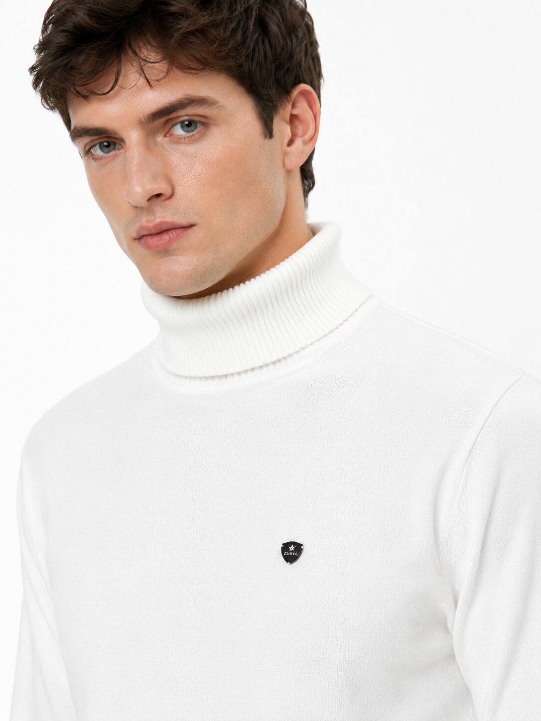 Buy White Classic Turtleneck Sweatshirt Online Shopping view 3