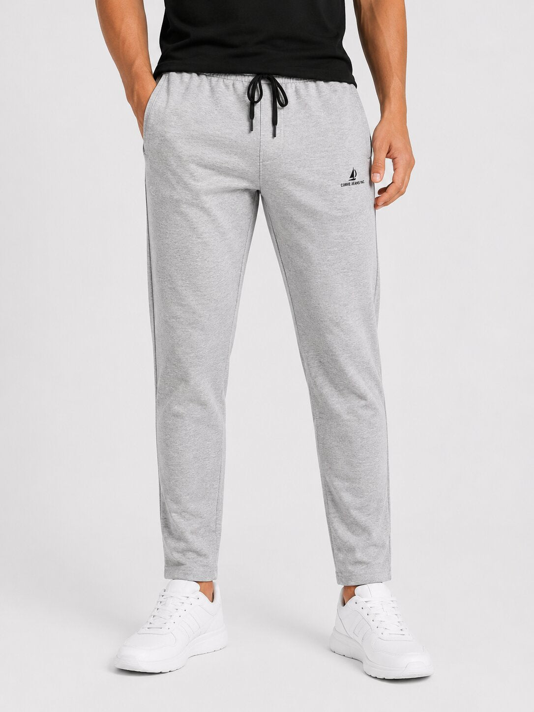 Buy Grey Melange Casual Trackpants Online Shopping view 3