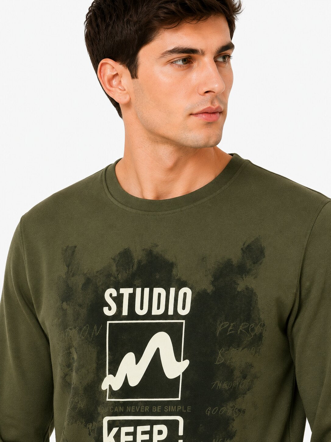 Buy Olive Studio Graphic Sweatshirt Online Shopping view 3