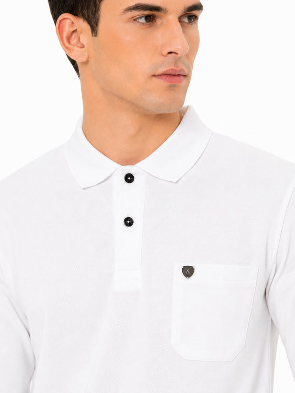 White Pocket Full Sleeve Polo