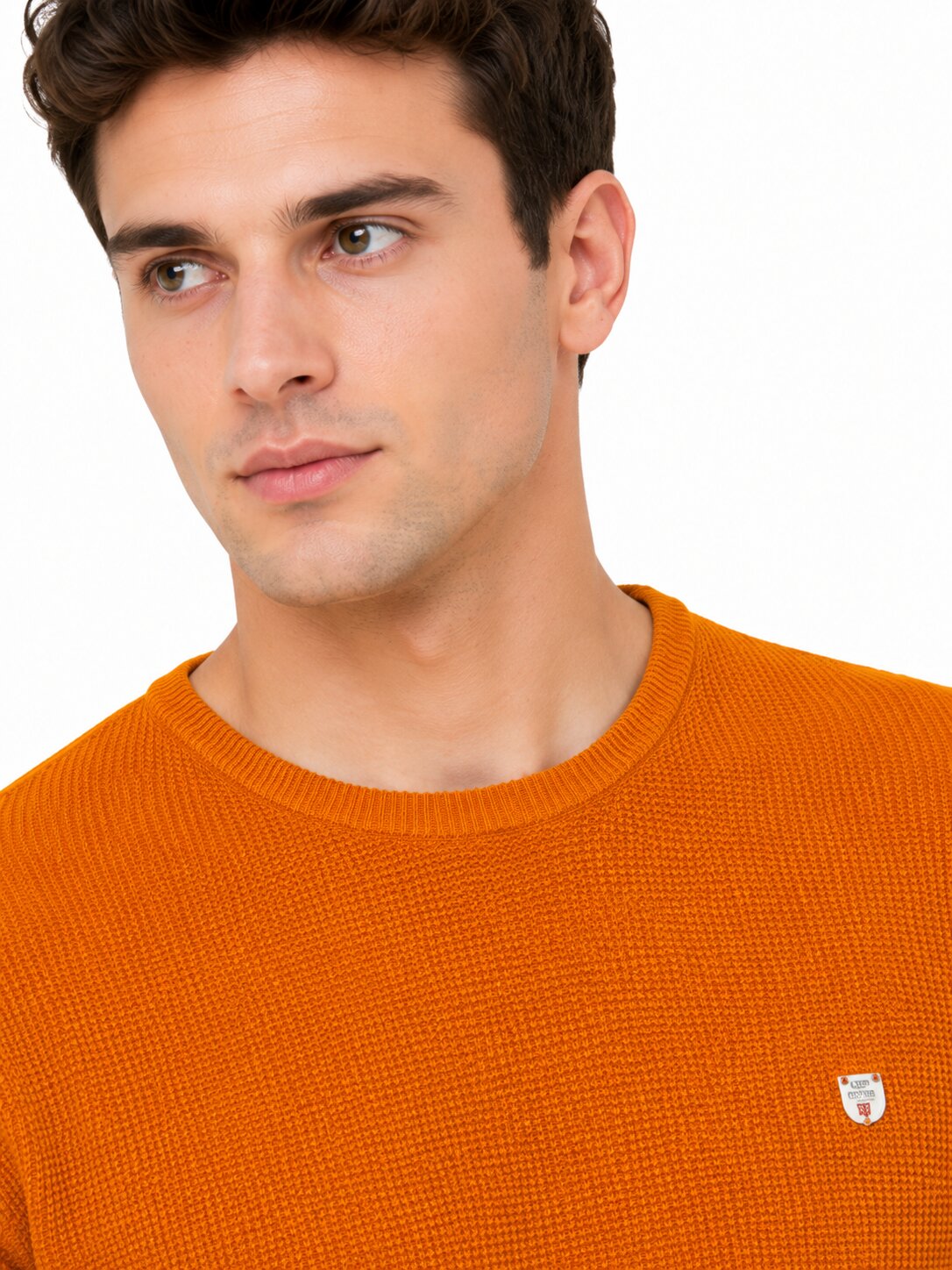 Buy Apricot Textured Full Sleeve T-Shirt Online Shopping view 3