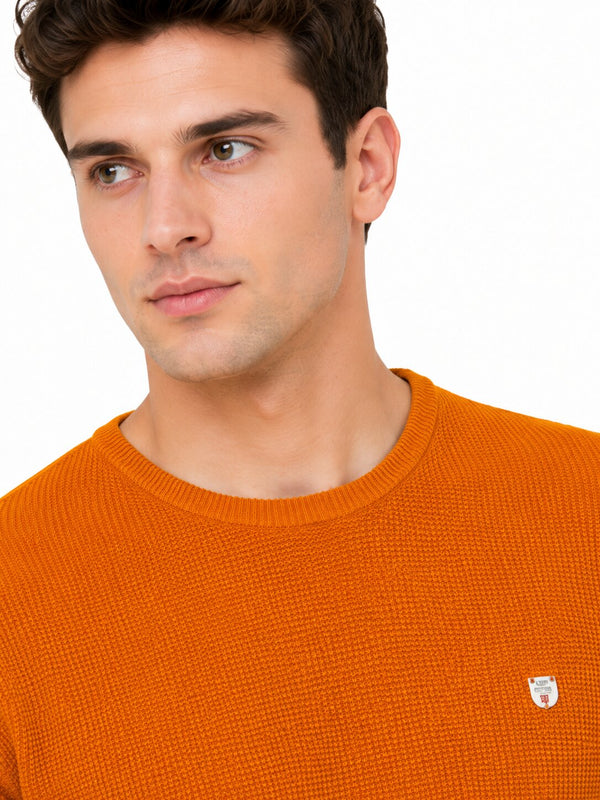 Apricot Textured Full Sleeve T-Shirt