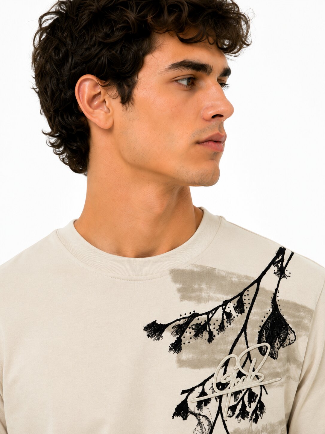 Buy Fawn Botanical Graphic T-Shirt Online Shopping view 3