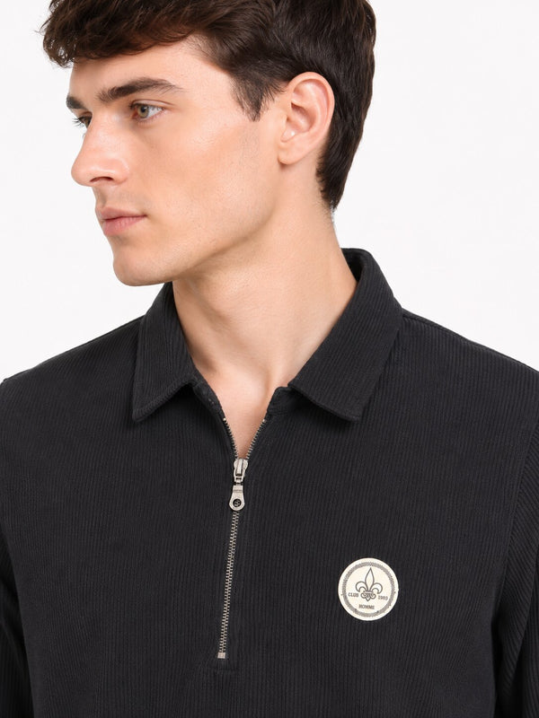 Black Zip Collar T-Shirt