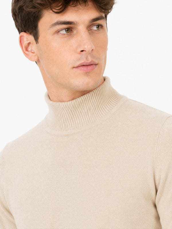 Beige Mock Neck Sweatshirt