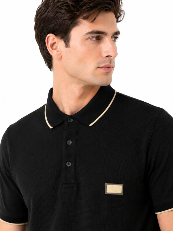 Black Contrast Polo T-Shirt