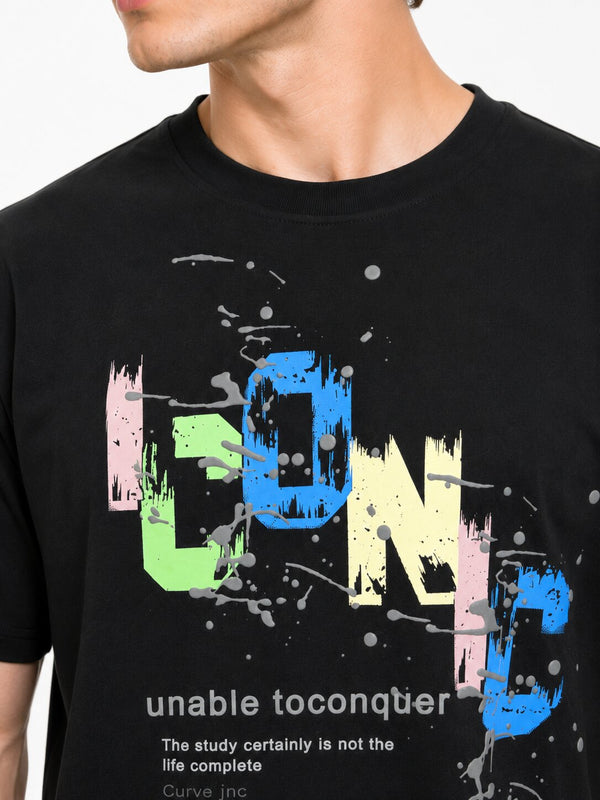 Black Neon Splash Graphic T-Shirt