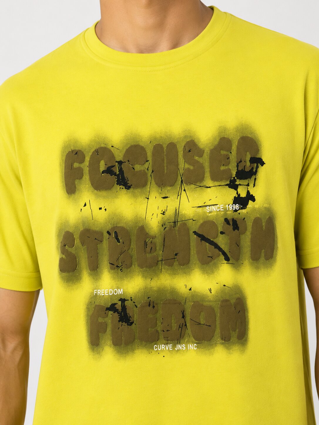Buy Lime Focused Strength Graphic T-Shirt Online Shopping view 3