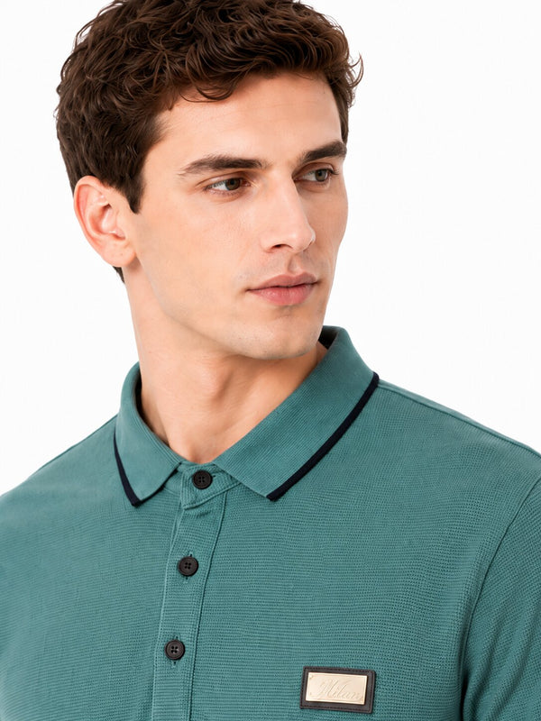 E.Green Textured Polo T-Shirt