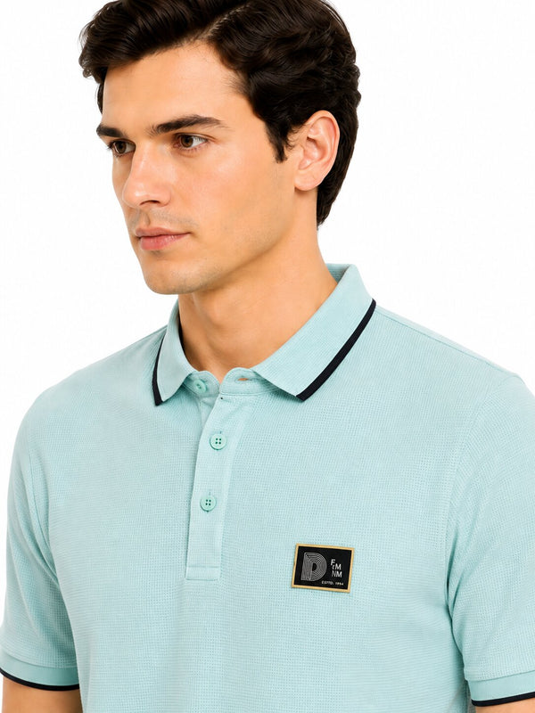 Light Blue Contrast Trim Polo Shirt