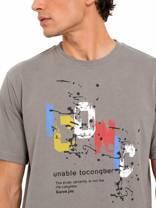 Dark Grey Urban Splash Graphic T-Shirt