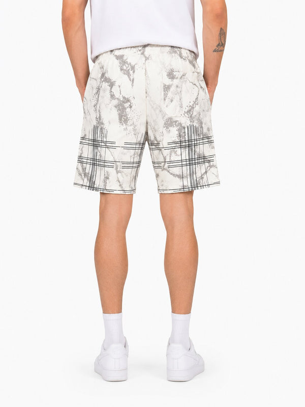 Grey Abstract Print Casual Shorts