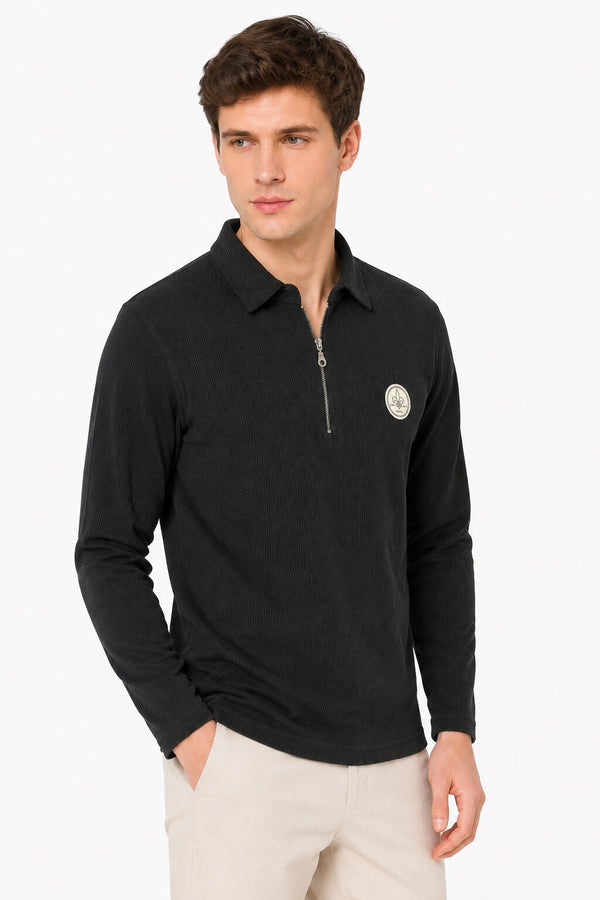 Black Zip Collar T-Shirt