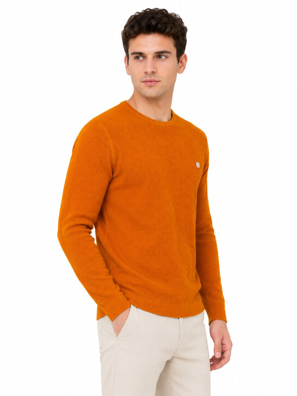 Apricot Textured Full Sleeve T-Shirt