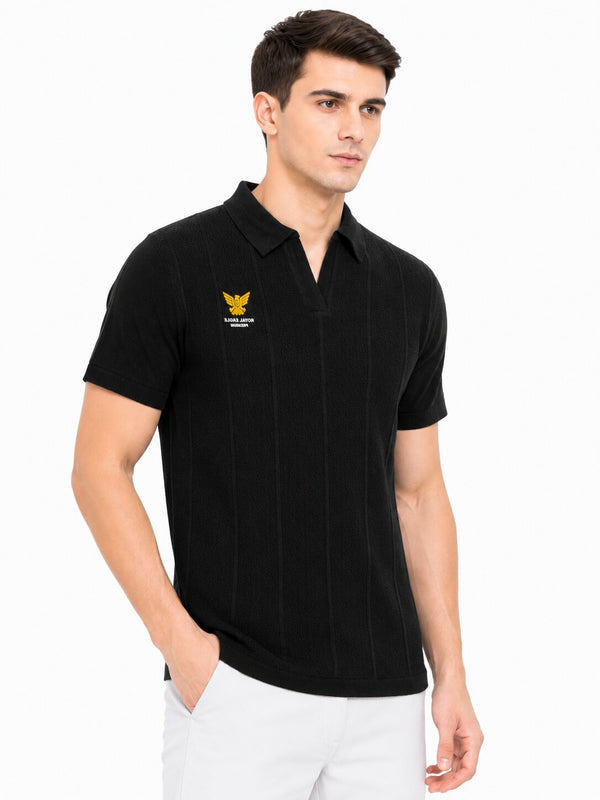 Black Textured Eagle Polo